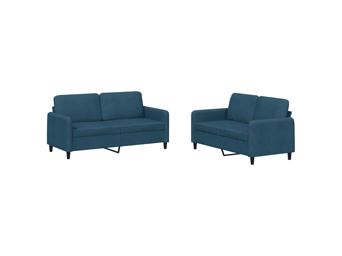 2 Pcs Conjunto de Sofás Veludo Azul MAISON EXCLUSIVE