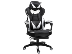 Cadeira De Escritorio Gaming Ergonômica Altura Ajustável Reclinável Encosto Com Apoio Para Pés De Cabeça Almofada Lombar Rodas 65x70x118,5-126,5 Cm