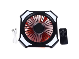 Ventilador Camping Lanterna Led Bateria 10000mah Recarregável Preto Laranja S/MARCA