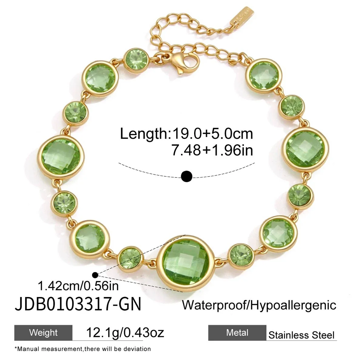 Pulseira Geométrica De Vidro Zircônia, Joia Banhada A Ouro Simples E Elegante.