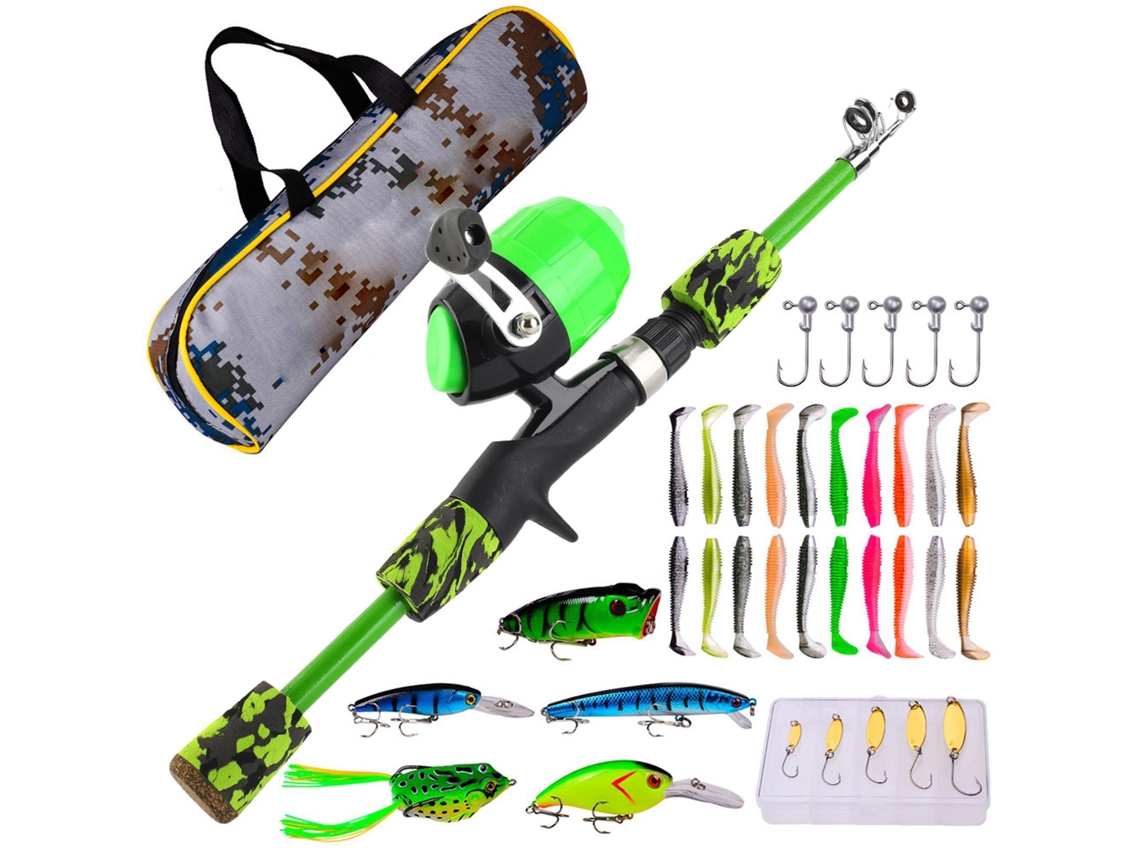 Kit Vara Pesca Mar Portátil com Molinete e Lures