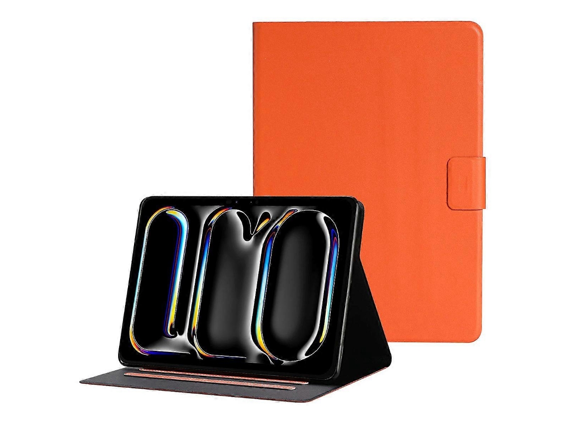 Capa Hengrongshen para iPad Pro 11, capa protetora de couro sintético à prova de choque com porta-cartões, laranja (2024)