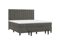 Conjunto 1 Cama Box Spring Vidaxl Cinzeto Veludo (203 X 180 X 128 Cm)
