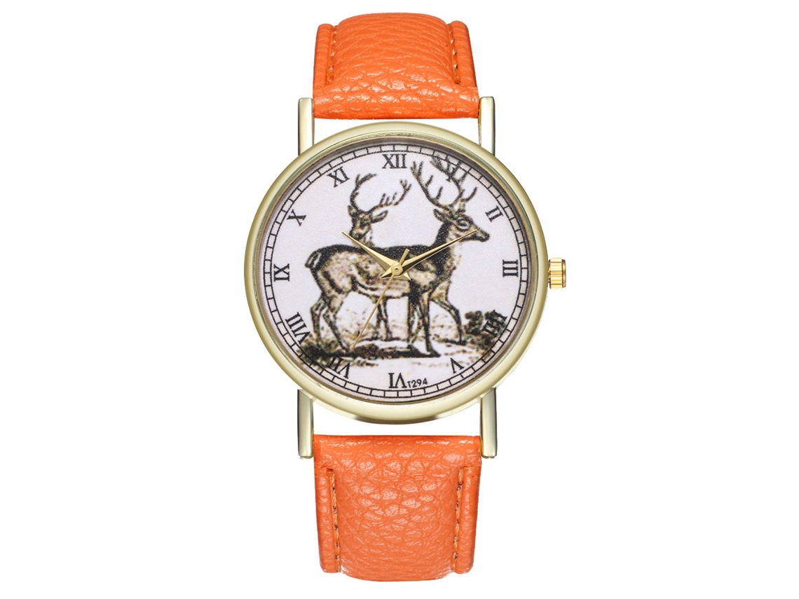 Reloj De Pulsera De Cuarzo Elegante Y Moderno Para Mujer Y Hombre Naranja