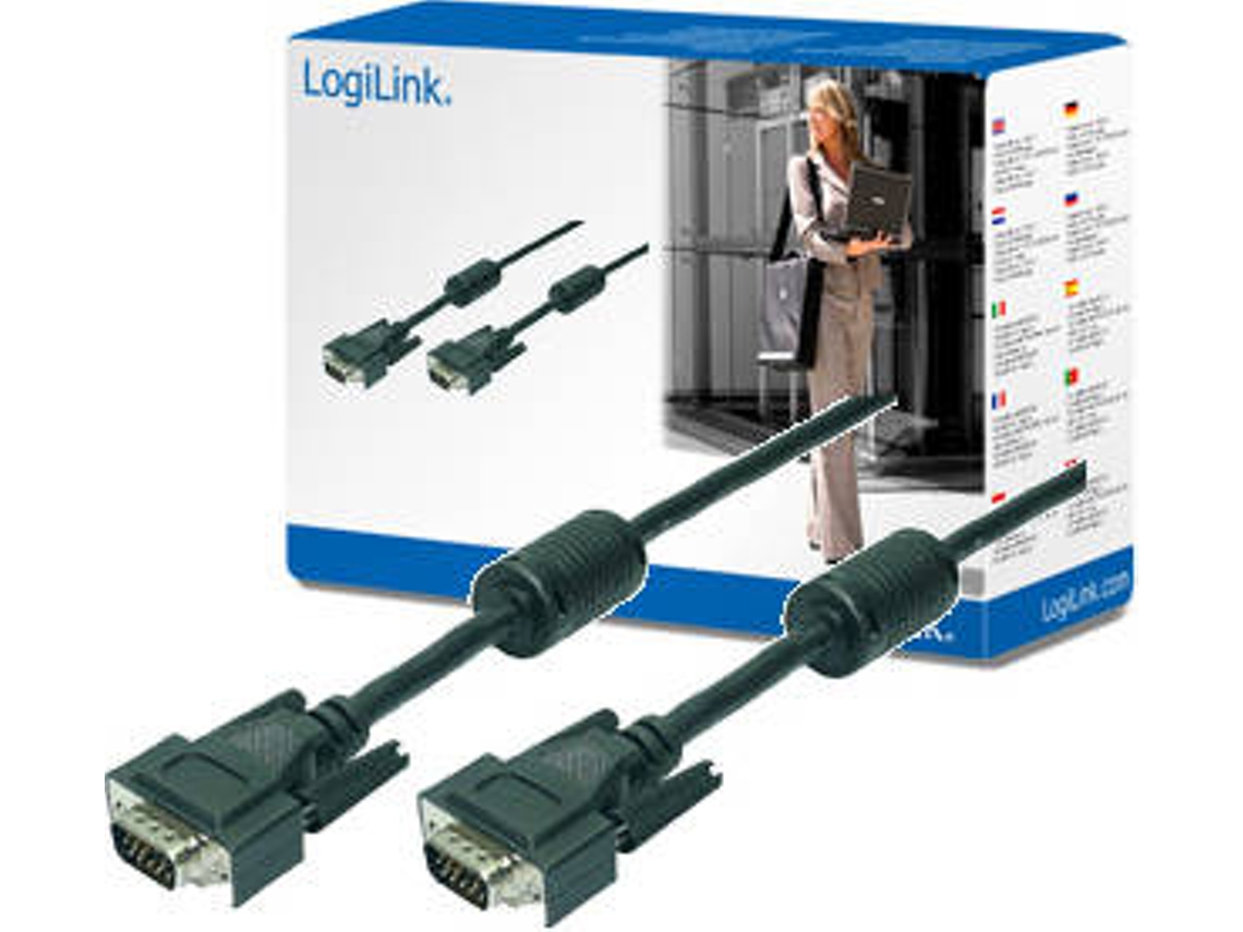 Cabo de Vídeo LOGILINK (VGA - 10 m - Preto)