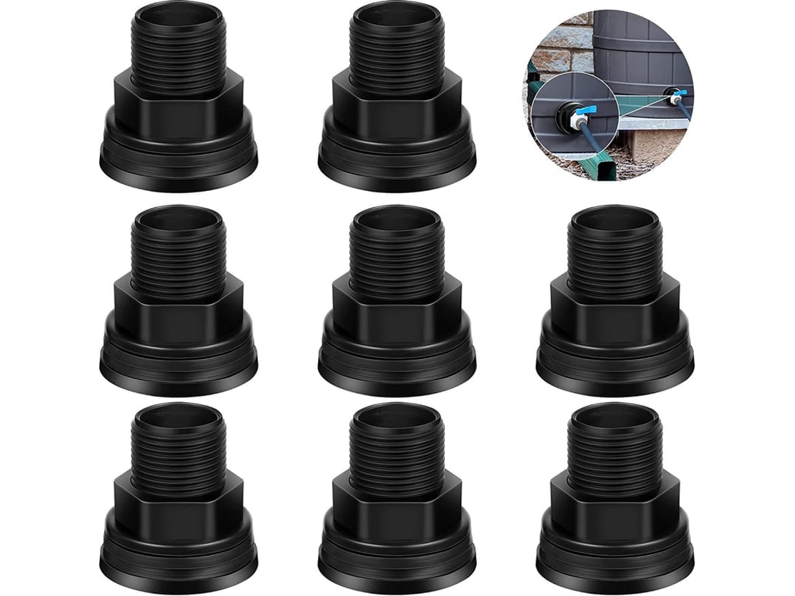 Conector De Tanque De Água Com Rosca Dupla Em Pvc Para Barris De Chuva, Aquários, Piscinas, Preto