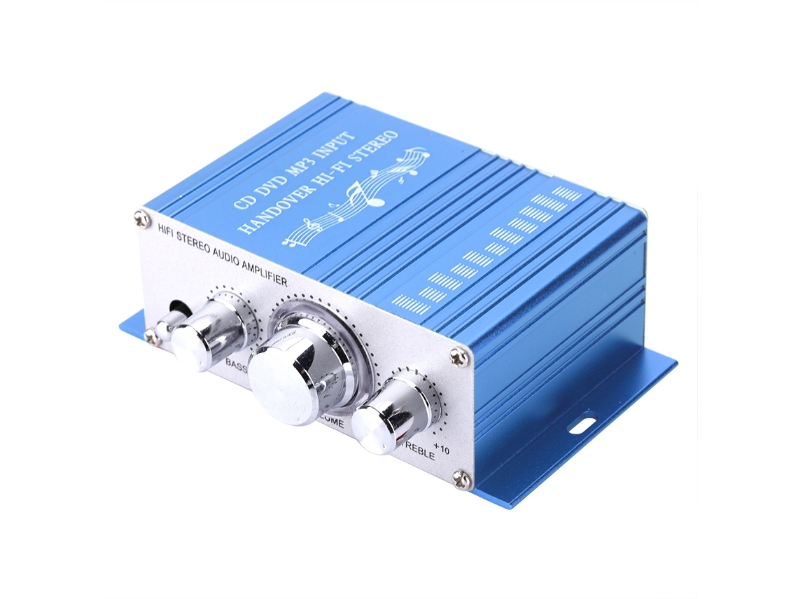 Mini Amplificador Digital Automotivo Hi-fi Com Reprodutor De Cd, Dvd, Mp3 E Fm (azul)