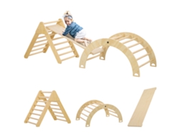 Triangulo De Escalada De Madeira Escalada Para Crianças De 18-48 Meses Com Rampa E Arco De Aprendizagem 219x72,5x68,5 Cm Madeira
