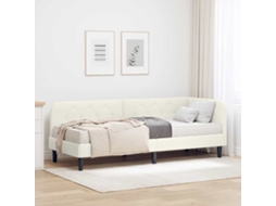 Vidaxl Estrutura de Cama de Canto Creme 80 X 200 Cm Veludo