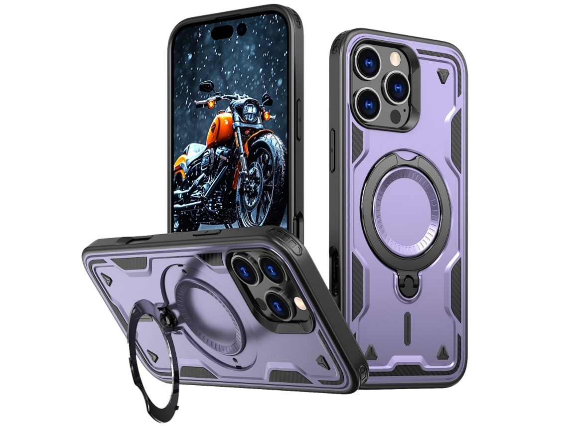 Capa Armor Híbrida Pc Tpu Para Iphone 16 Pro Max - Suporte De Anel Magsafe