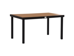 Mesa de Jardim para 6 Pessoas, Alumínio e Plástico, Preto e Madeira ZENCORE SERVICES