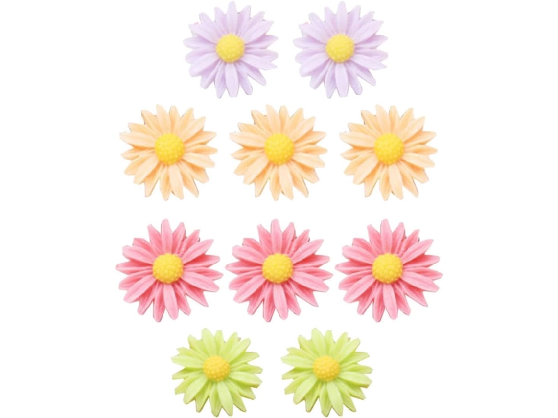 Conjunto de 10 Tachinhas Decorativas em Resina com Design Floral para Mesa e Casa Criativas, Material Metálico, Fáceis