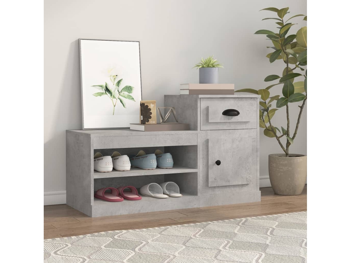 Vidaxl Sapateira 100x42x60 Cm Derivados De Madeira Cinzento Cimento