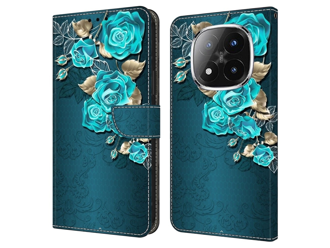 Capa Para Xiaomi Redmi Note 14 Pro 5g Com Fecho Magnético, Estampa 3d, Carteira Em Couro Pu, Rosa Azul
