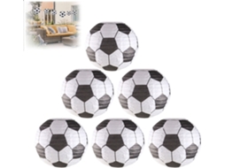 Lanternas De Papel Com Tema Futebol - Conjunto 6 20 Cm Decorações Para Pendurar Em Festas Da Copa Do Mundo E Infantis.