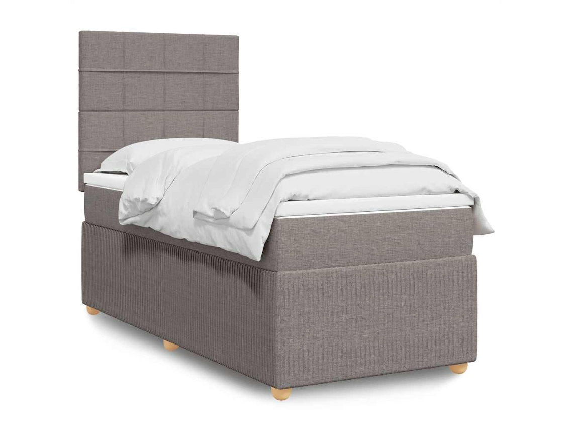 Vidaxl Cama Com Molas/colchão 90x200 Cm Tecido Castanho-acinzentado