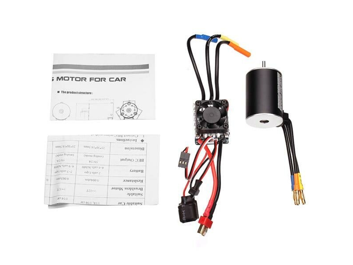 Motor Brushless Sem Sensor Racerstar 3650 À Prova de Água de 2300kv com Esc de 60a para Carros Rc Todo o terreno Tipo Truggy 1/10 MDUG