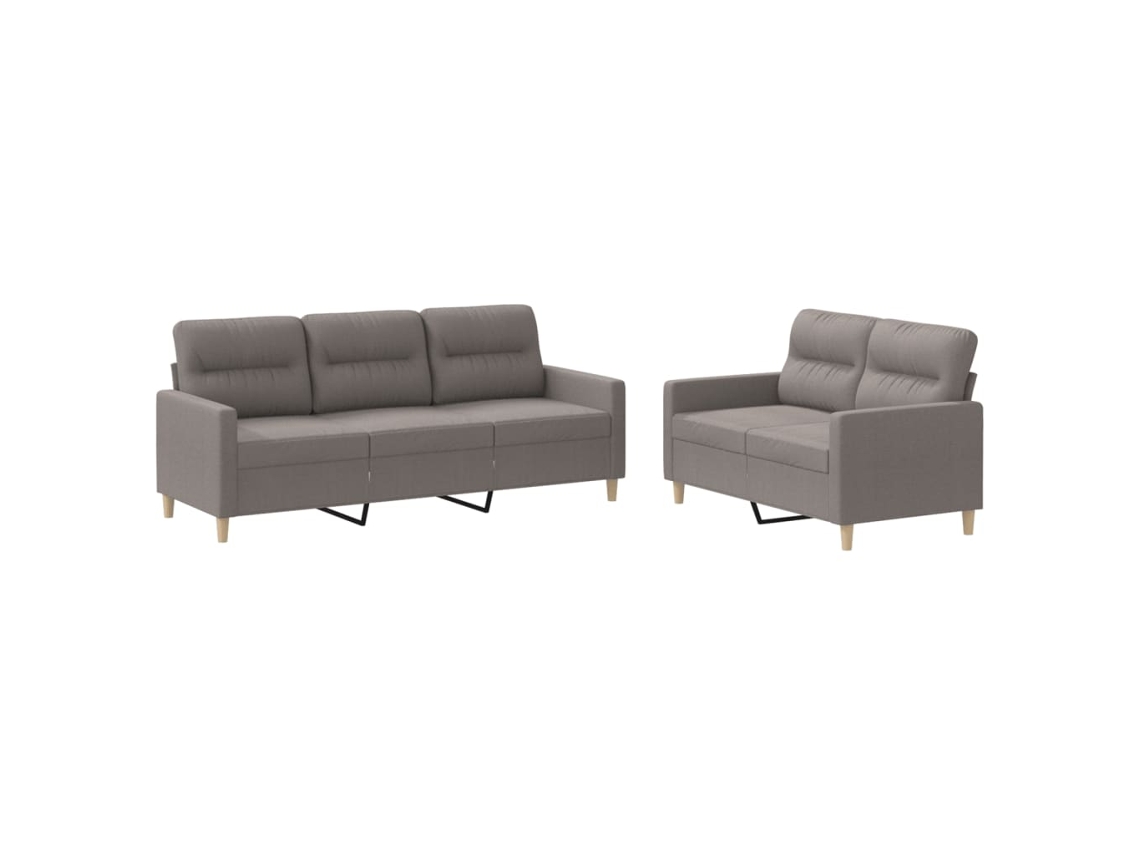2 Pcs Conjunto Sofás com Almofadões Tecido Cinza acastanhado MAISON EXCLUSIVE