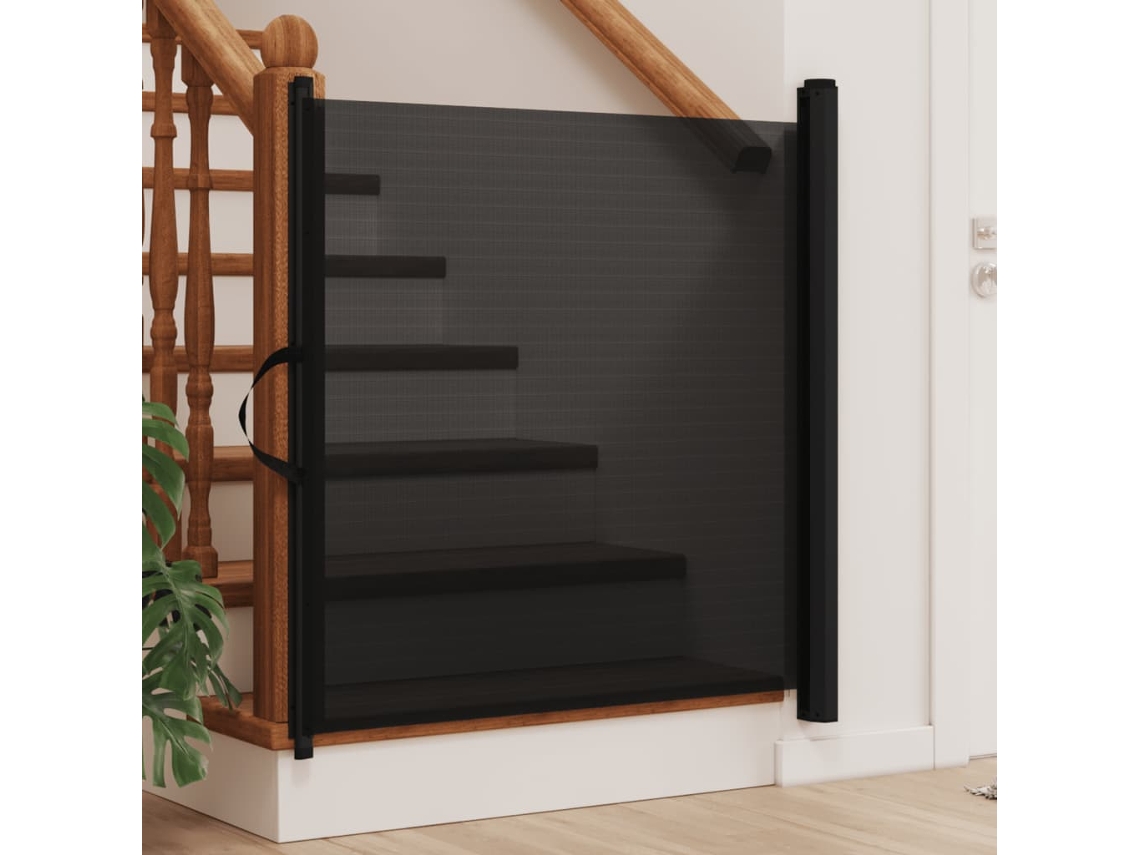 Vidaxl Portão Retrátil P/ Animais De Estimação 117,5x125 Cm Preto