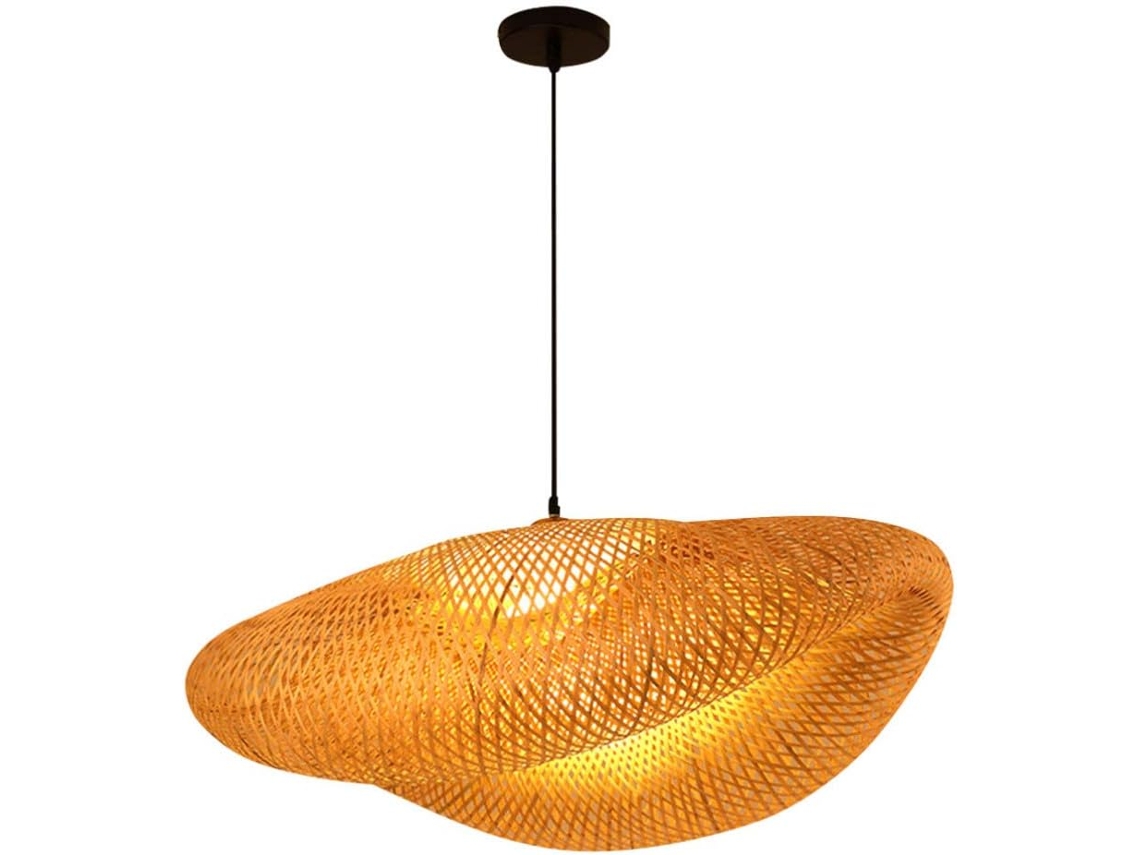 Luminária Pendente De Vime Feita À Mão, Materiais De Bambu Natural, Abajur Boêmio Chique Para Sala De Estar E Jantar