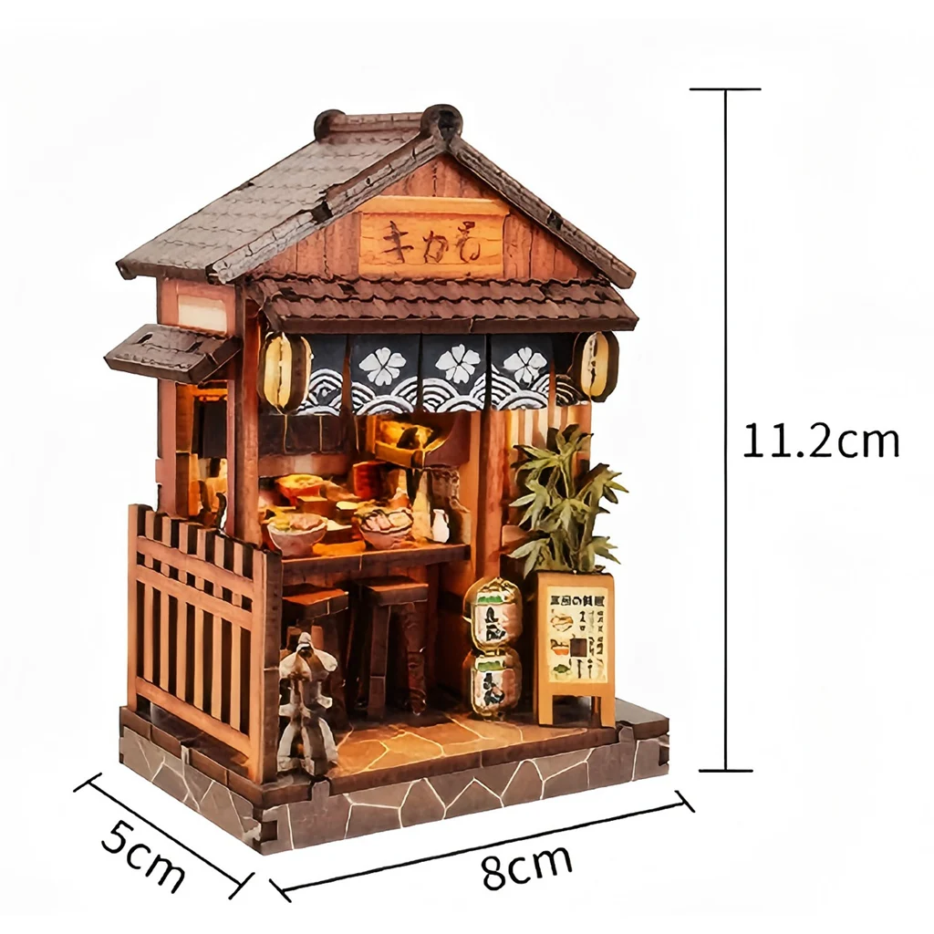 Quebra cabeça 3d de Madeira em Miniatura de um Restaurante Noren Japonês. MDUG