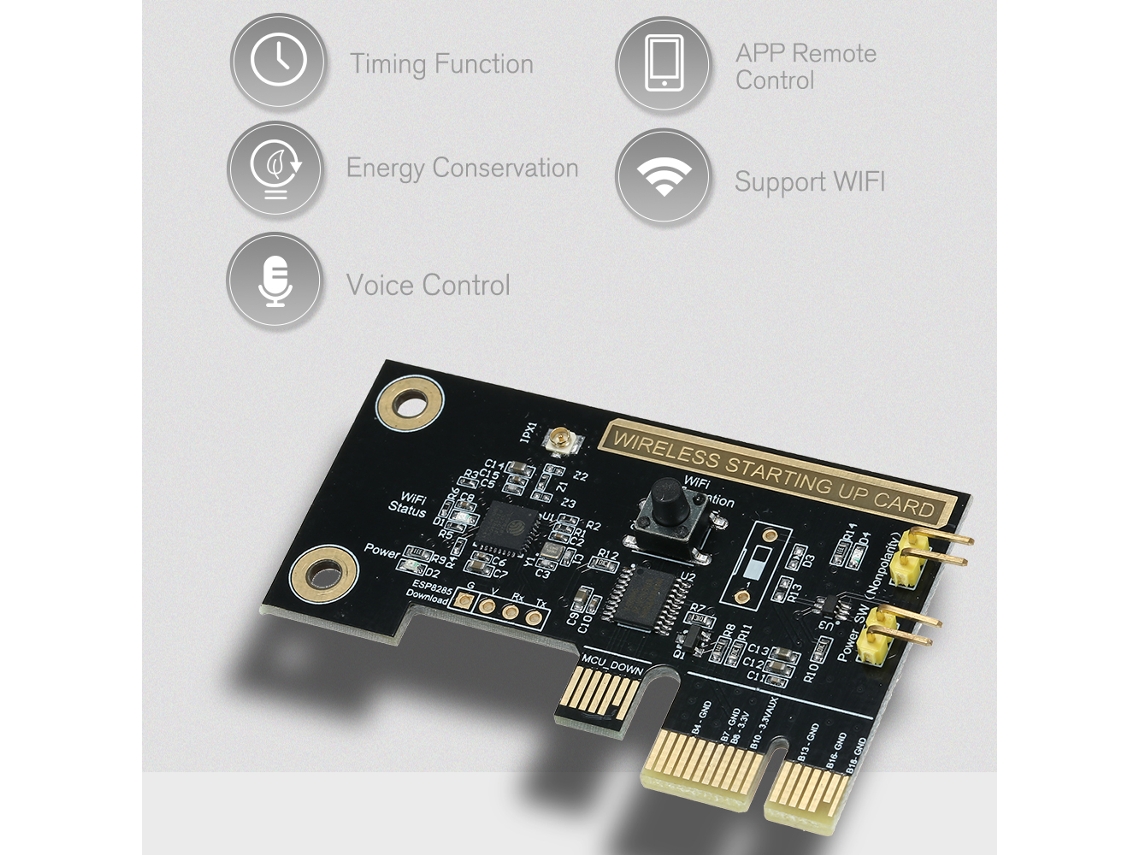 Laxiscreed Cartão De Energia Pci-e Inteligente Com Controlo Wifi E App Para Ligar/desligar Facilmente O Seu Computador