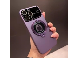 Suporte Casa Quedas Magsafe Para Iphone 15 Pele Sintética Roxo