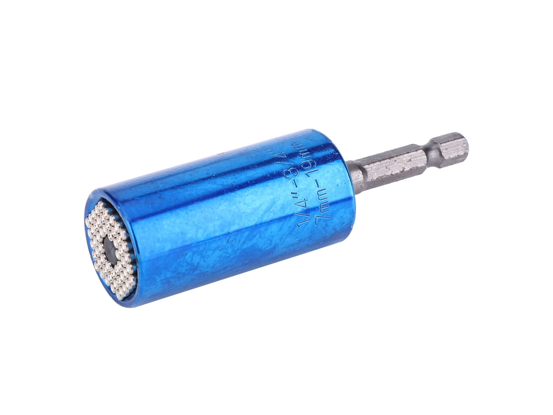 Conjunto de chaves de retenção universais de 7 a 19 mm com adaptador para furadeira elétrica de 3/8" (azul)