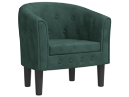 Poltrona veludo VIDAXL verde-escuro