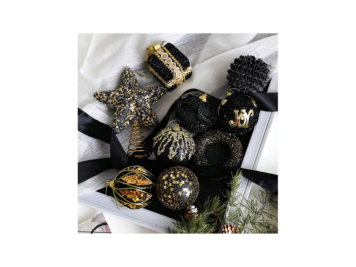 Bola De Espuma De Natal, Conjunto Da Série Preto E Dourado Igvtrade