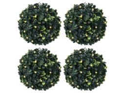 Vidaxl Bolas Artificiais De Buxo Com Luzes Led 4 Pcs Verde 12 Cm