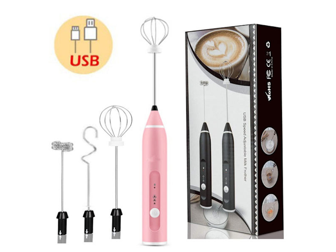 Espumador Elétrico de Leite, Portátil, Aço Inoxidável, para Café, Rosa AQUAFORGE
