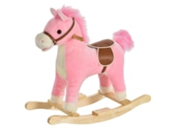 Cavallo A Dondolo In Legno Giocattolo Con Suoni Realistici Per Bambini 36-72 Mesi,include 2 Batterie Aa,rosa