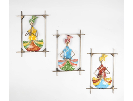 Peça Decorativa LUV SAFFRON Folk Musicians Multicolor Wall Art Frames Set Of 3
