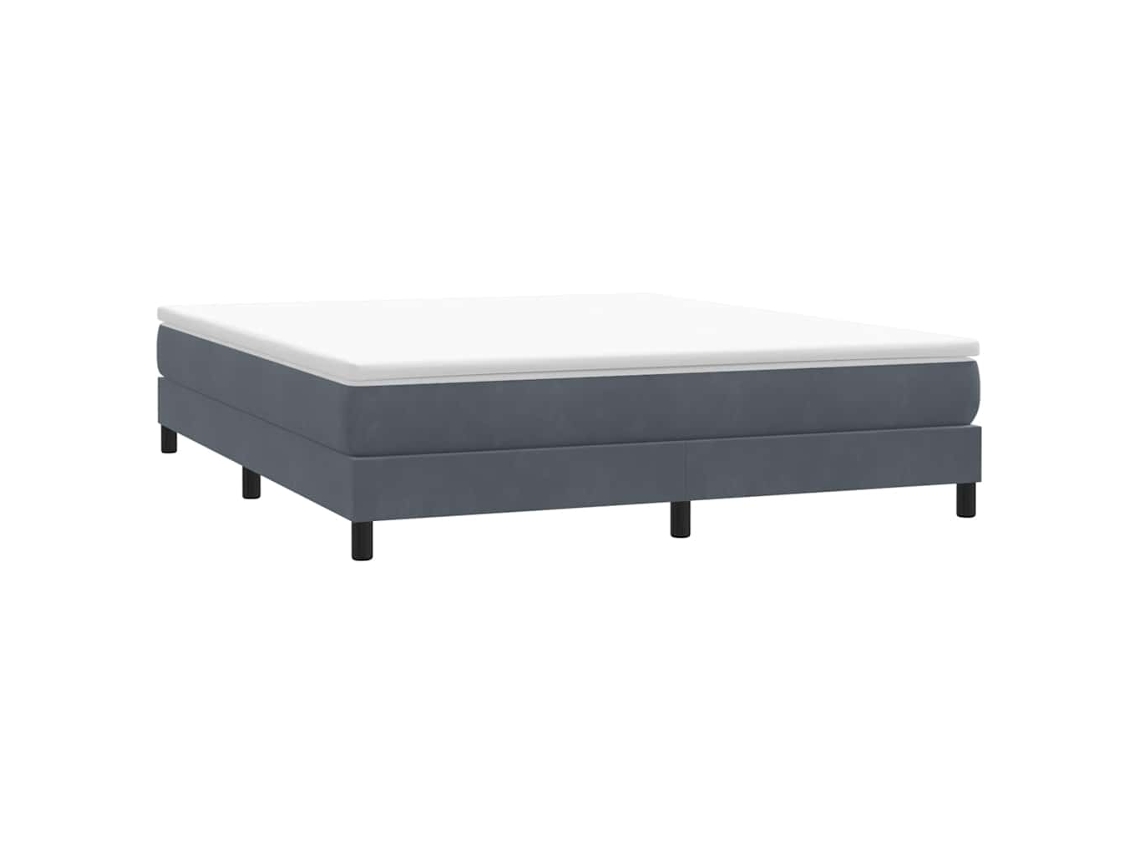 Vidaxl Cama Sem Molas/colchão 180x210 Cm Veludo Cinzento-escuro