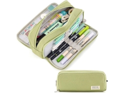2026 estuche de Lápices de Gran Capacidad Con 3 Compartimentos Bolsa de Lápices Color Verde Matcha