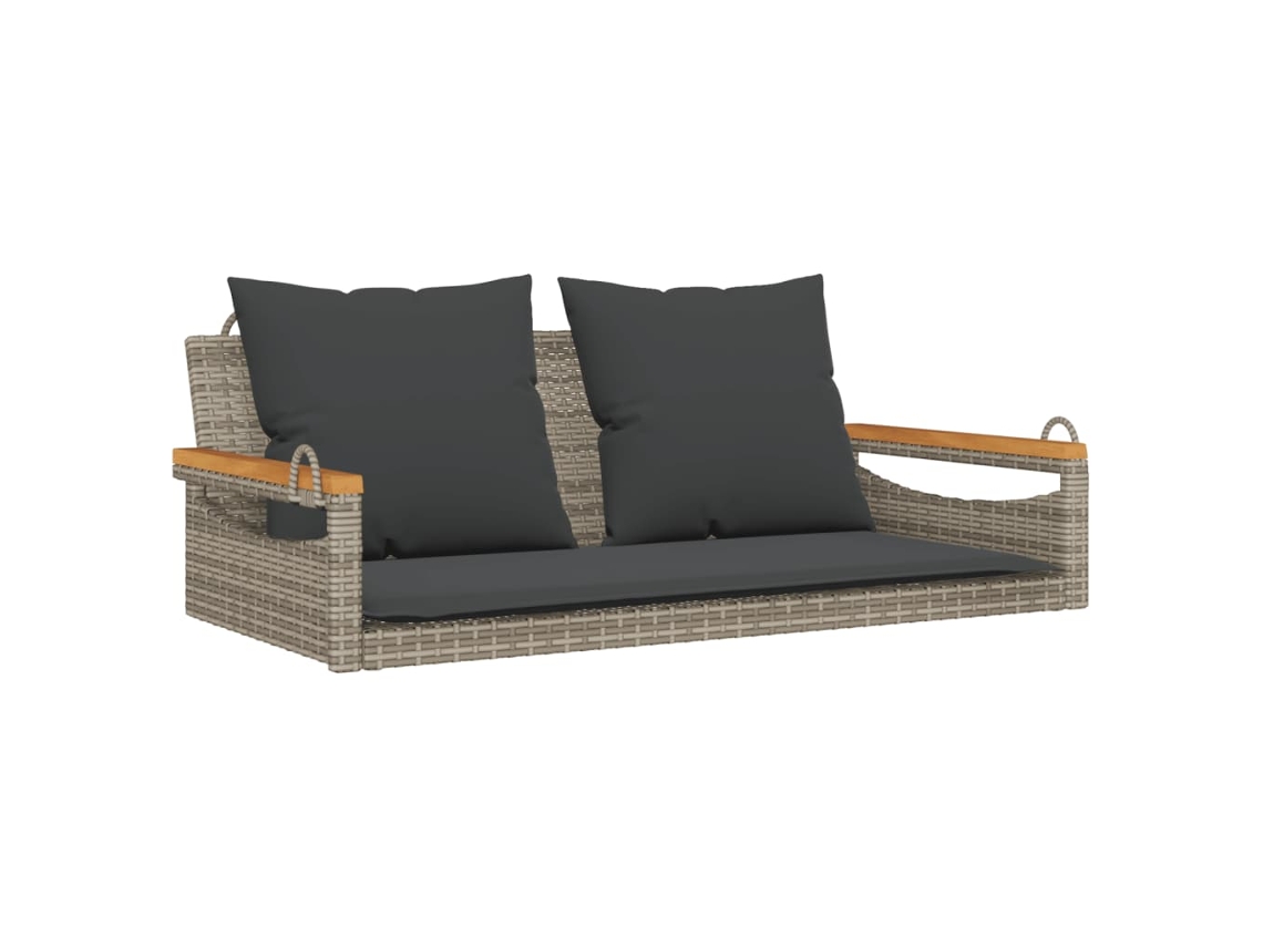 Maison Exclusive - Banco Baloiço Com Almofadões 109x62x40 Cm Vime Pe Cinzento