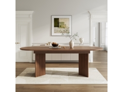 Mesa De Jantar Extensível 160/200x90 Cm, 6-8 Pessoas, Cantos Arredondados, Nogueira