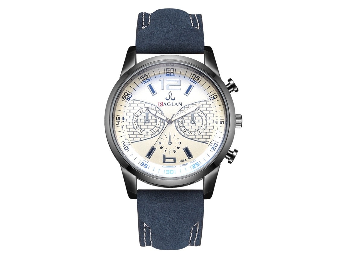 Relógio Masculino de Pulso com Correia Pu de Couro Estilo Fashion Quartzo Azul