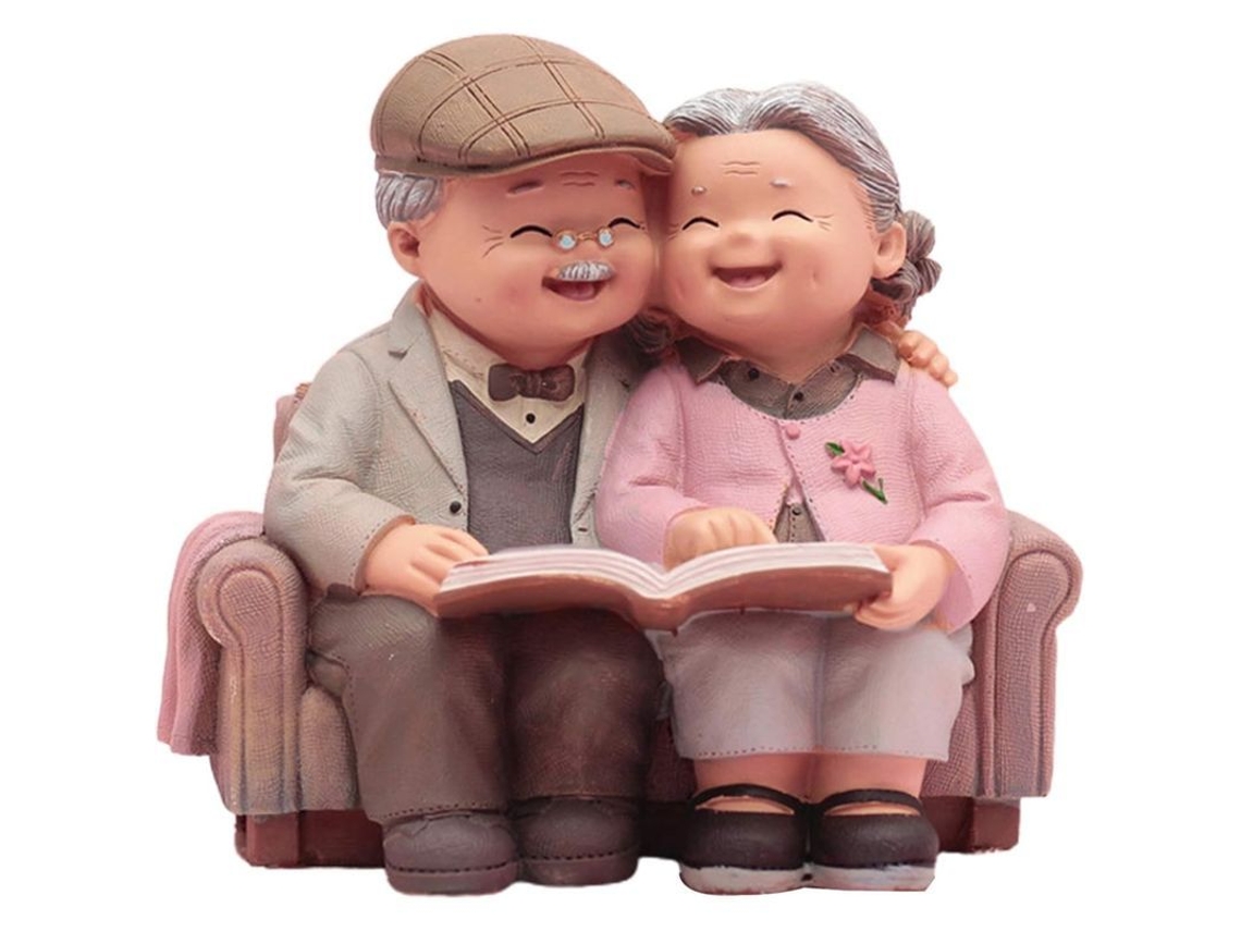 Figura De Resina De Pareja Mayor - Escultura Coleccionable Para Decoración Hogar Y Regalo