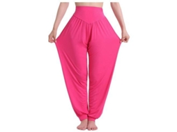 2026 pantalones Harem de Yoga para Mujer Hippie Boho Verano Baggy Joggers Elásticos de Talla Grande L Rosa Vermelha