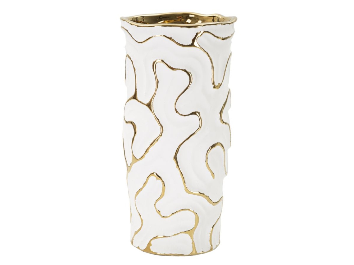 Eu Adoro Vaso Cm Ø 12,5x25 Único / Branco Dourado