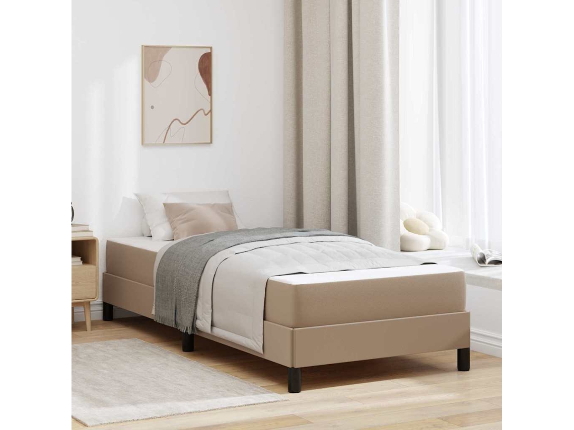 Vidaxl Estrutura Da Cama Com Colchão Cappuccino 90 X 200 Cm Tecido