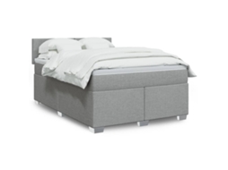 Vidaxl Cama Com Molas/colchão 140x200 Cm Tecido Cinzento-claro