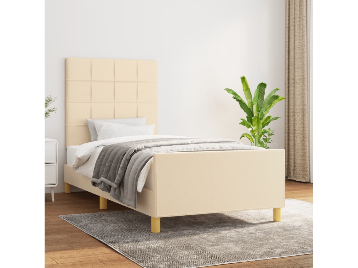 Vidaxl Estrutura de Cama Sem Colchão 90x190 Cm Tecido Creme