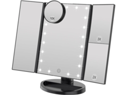 Tri Fold Makeup Mirror, 21 Leds And 2x/3x Magnification, Touch Switch To Adjust Brightness Beijiyi (black)