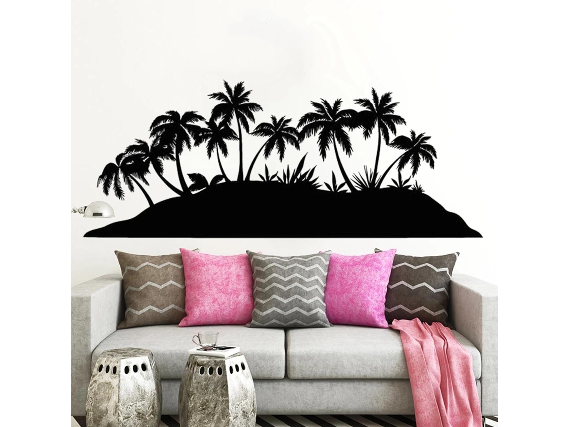 Adesivos de parede Seascape, Palm Beach Island, Decoração Mural Para Quarto de Criança, Quarto de Sofá, Salão