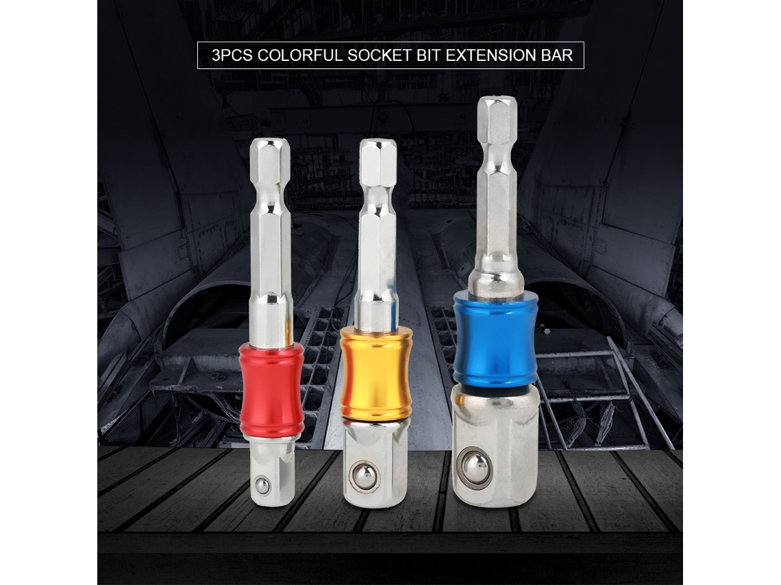 Conjunto De 3 Adaptadores De Soquete Para Furadeira Laxiscreed Compatíveis Com Vários Tamanhos De Extensions