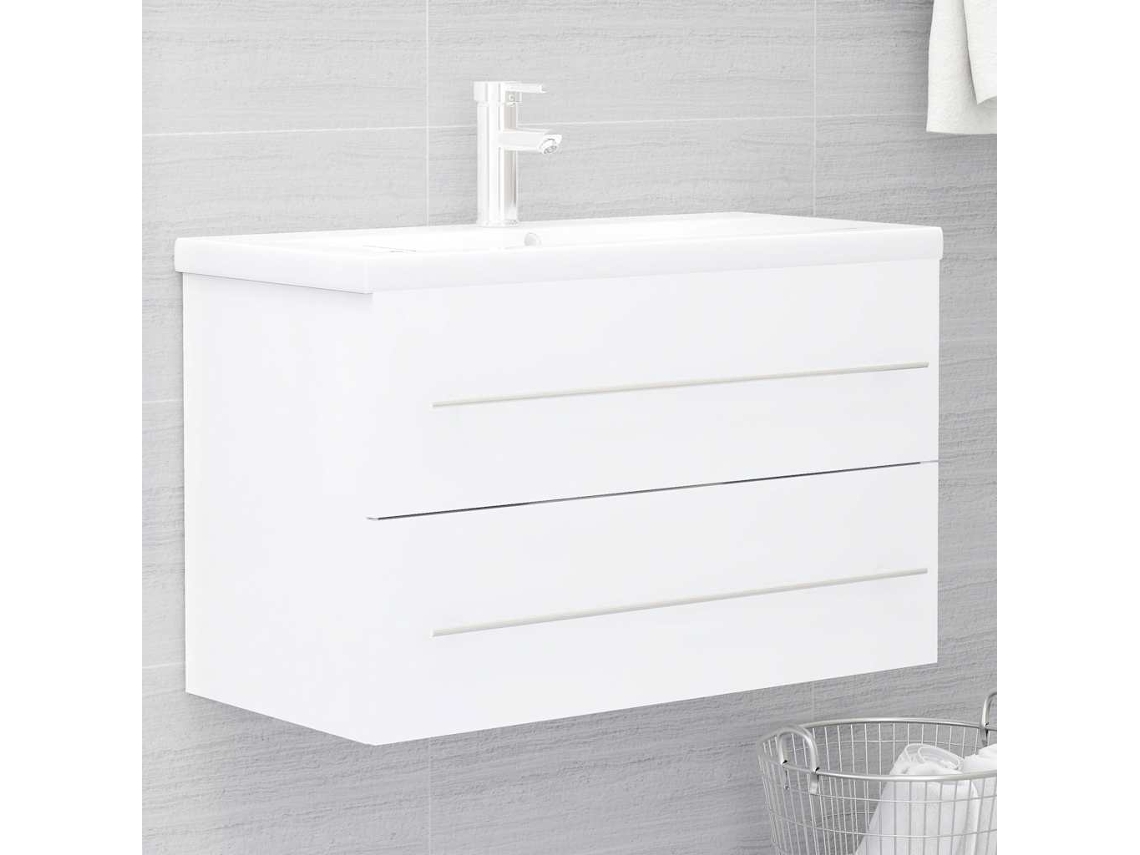 Vidaxl Armário Lavatório 80x38,5x48 Cm Derivados De Madeira Branco