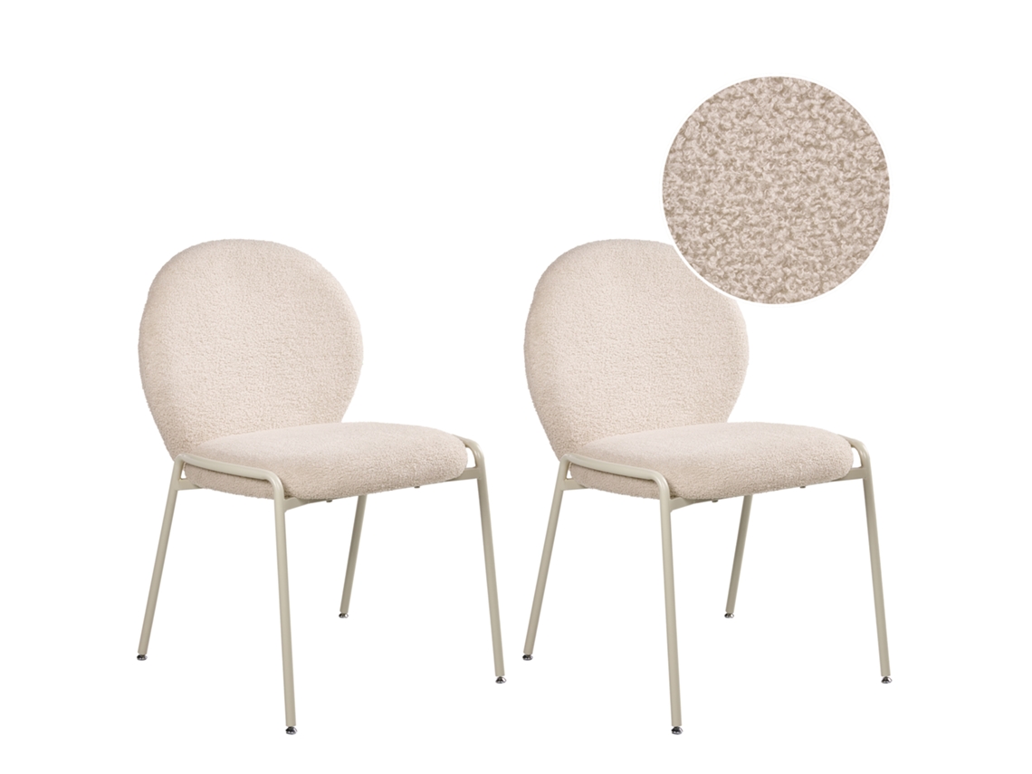 Juego De Sillas Sin Reposabrazos Beliani Ellie De Bouclé Beige 56x65x83